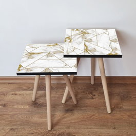 Hanah Home Mesas Nido 2Shp228 - Blanco y Oro